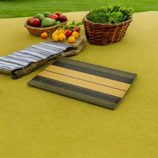 ヴィンテージ黄と緑のストライプ カッティングボード