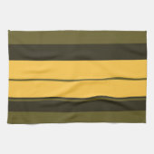 ヴィンテージ黄と緑のストライプ キッチンタオル (横)