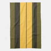 ヴィンテージ黄と緑のストライプ キッチンタオル (縦)