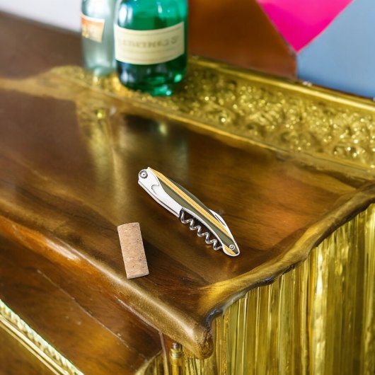 ヴィンテージ黄と緑のストライプ ソムリエナイフ