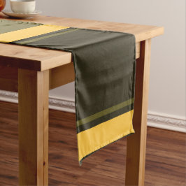 ヴィンテージ黄と緑のストライプ ロングテーブルランナー