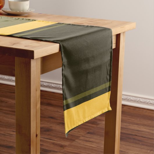 ヴィンテージ黄と緑のストライプ ロングテーブルランナー (インサイチュ)