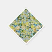 ヴィンテージ黄と青の花柄 スタンダードカクテルナプキン (角)