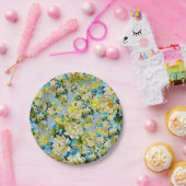 ヴィンテージ黄と青の花柄 ペーパープレート (パーティー)