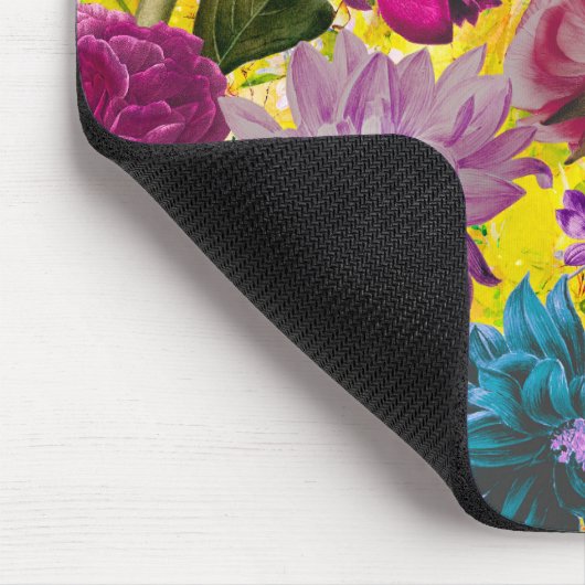 ヴィンテージ黄エレガントフローラモノグラム マウスパッド (コーナー)