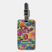 ヴィンテージ黄エレガントフローラモノグラム ラゲッジタグ (正面縦)