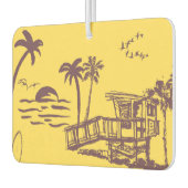 ヴィンテージ黄クール色熱帯ビーチスケッチ カーエアーフレッシュナー (左)