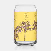 ヴィンテージ黄クール色熱帯ビーチスケッチ ガラス缶 (裏面)