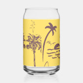 ヴィンテージ黄クール色熱帯ビーチスケッチ ガラス缶 (右)