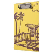 ヴィンテージ黄クール色熱帯ビーチスケッチ クリップボード (左)