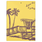 ヴィンテージ黄クール色熱帯ビーチスケッチ クリップボード (裏面)