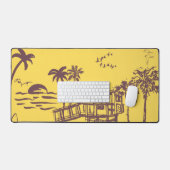 ヴィンテージ黄クール色熱帯ビーチスケッチ デスクマット (キーボード&マウス)