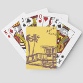ヴィンテージ黄クール色熱帯ビーチスケッチ トランプ (裏面)