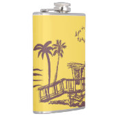 ヴィンテージ黄クール色熱帯ビーチスケッチ フラスク (右)