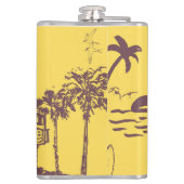 ヴィンテージ黄クール色熱帯ビーチスケッチ フラスク (裏面)