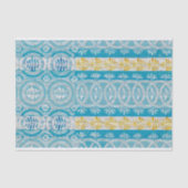 ヴィンテージ黄ストライプの花柄 薄葉紙 (正面)