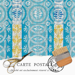 ヴィンテージ黄ストライプの花柄 薄葉紙