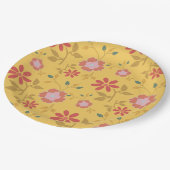 ヴィンテージ黄デイジーフローラ ペーパープレート (アングル)