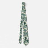 ヴィンテージ黄フローラ葉植物 ネクタイ (裏面)