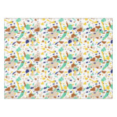 ヴィンテージ黄ブルーモダン抽象芸術幾何学模様 テーブルクロス (正面(横))