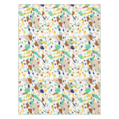 ヴィンテージ黄ブルーモダン抽象芸術幾何学模様 テーブルクロス (正面)