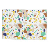 ヴィンテージ黄ブルーモダン抽象芸術幾何学模様 枕カバー (裏面)