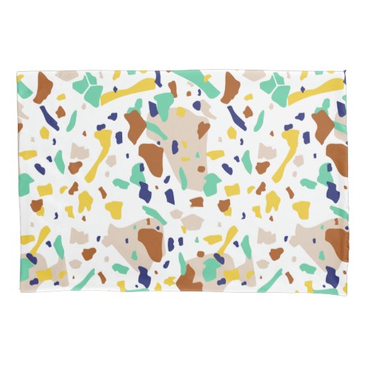 ヴィンテージ黄ブルーモダン抽象芸術幾何学模様 枕カバー (正面)