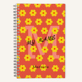 ヴィンテージ黄モダン橙花モノグラム ノートブック (正面)