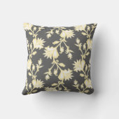 ヴィンテージ黄及び白ビクトリアン花柄 クッション (裏面)