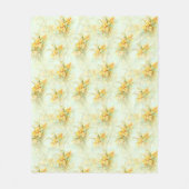 ヴィンテージ黄水仙フローラ花 フリースブランケット (正面)