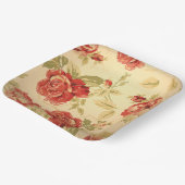 ヴィンテージ黄素朴な赤結婚バラの紙プレート ペーパープレート (傾斜あり)