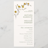 ヴィンテージ黄素朴フローラ結婚 プログラム (正面)