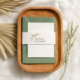 ヴィンテージ黄素朴フローラ結婚 招待状ベリーバンド