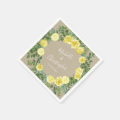 ヴィンテージ黄結婚薔薇 スタンダードカクテルナプキン (角)