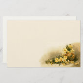 ヴィンテージ黄絵画薔薇の文房具紙 便箋 (正面/裏面)