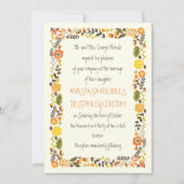 ヴィンテージ黄縁どモダン結婚フローラ 招待状 (正面)
