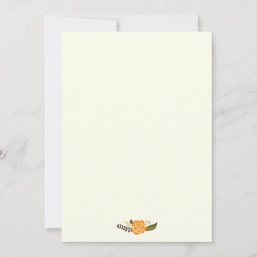 ヴィンテージ黄縁どモダン結婚フローラ 招待状 (裏面)