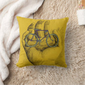 ヴィンテージ黄色い手の自転車のユーモアのあるなバイク クッション (ブランケット)