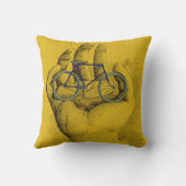 ヴィンテージ黄色い手の自転車のユーモアのあるなバイク クッション (裏面)