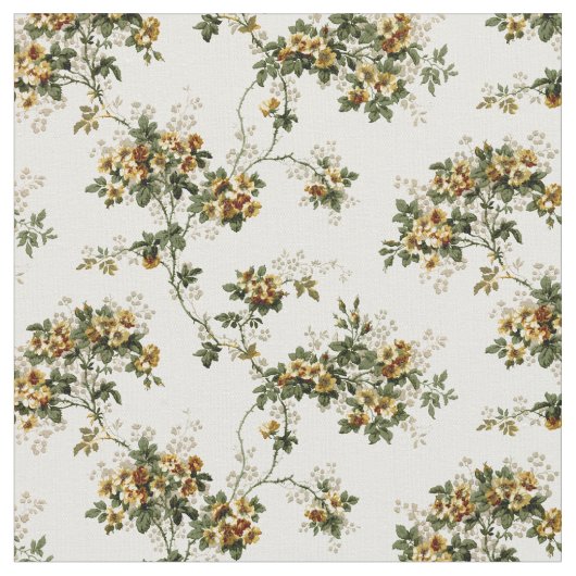 ヴィンテージ黄色い花の花の模様 ファブリック (クローズアップ)