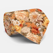 ヴィンテージ黄色がかったオレンジ色のベージュ色のタン色の花 ネクタイ (ロール)
