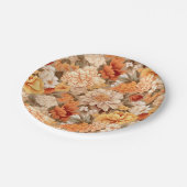 ヴィンテージ黄色がかったオレンジ色のベージュ色のタン色の花 ペーパープレート (アングル)