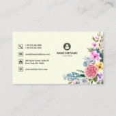 ヴィンテージ黄色とエレガントピンクの水色フローラ 名刺 (裏面)