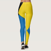 ヴィンテージ黄色と青の抽象芸術色ブロック黒 レギンス (裏面)