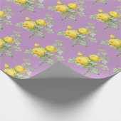 ヴィンテージ黄色のバラエレガント模様 ラッピングペーパー (角)