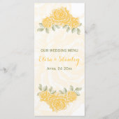 ヴィンテージ黄色のバラ結婚スのメニューカード メニュー (正面)