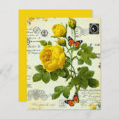 ヴィンテージ黄色のバラ (正面/裏面)