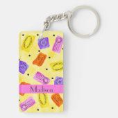ヴィンテージ黄色のパスポートのスタンプ名パーソナライズされた キーホルダー (裏面)