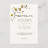 ヴィンテージ黄色のフローラフレ素朴ーム結婚の詳細 エンクロージャーカード (正面)