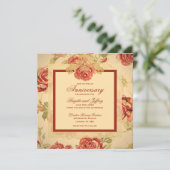 ヴィンテージ黄色の素朴な赤いバラのカスタムウェッ救ディング セーブザデート (スタンド正面)